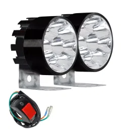 AllExtreme EX9FLB2 9 LED Round Fog Light Heavy Duty Waterproof Black Body Spot Beam Pod Work Lamp with Handlebar Switch for Motorcycle Jeep SUV Car and Truck (9W, White Light, 2 PCS)-picture-41