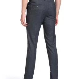 Arrow Dark Grey Slim Fit Checks Trousers image 2