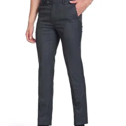 Arrow Dark Grey Slim Fit Checks Trousers image 3