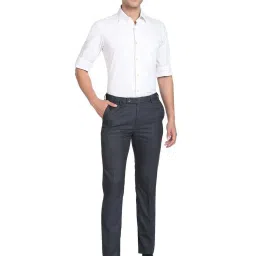 Arrow Dark Grey Slim Fit Checks Trousers image 5