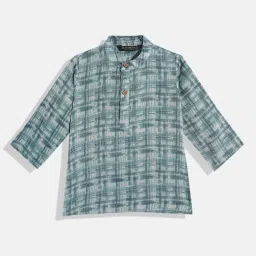 READIPRINT FASHIONS Kids Sage Green Printed Full Sleeves Kurta, Dhoti with Nehru Jacket image 3