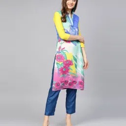 Chhabra 555 Multicolored Floral Print Straight Kurti image 1