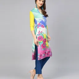 Chhabra 555 Multicolored Floral Print Straight Kurti image 3