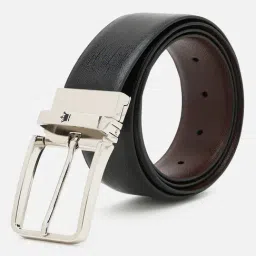 Louis Philippe Black & Brown Textured Leather Reversible Formal Belt-picture-28