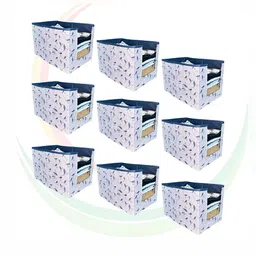 GR Art&Craft White And Blue 9 Pieces Printed Shirt Stacker-picture-19