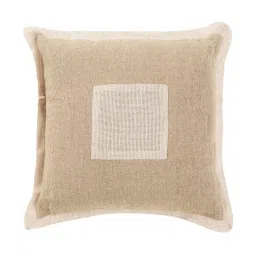 Home4U Brown & White Linen Cushion Cover image 1