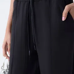 studiofit women Studiofit by Westside Black Solid High-Rise Track Pants image 4