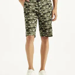 Levi's Olive Cotton Tapered Fit Camouflage Shorts-picture-18