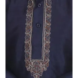SG Yuvraj Kids Navy Embroidered Kurta with Pyjama image 5