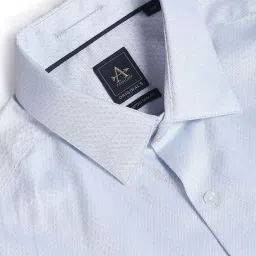 Arrow Light Blue Cotton Slim Fit Self Pattern Shirt image 4