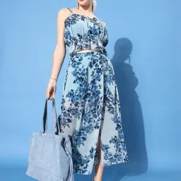 Anvi Be Yourself Blue Floral Print Co-ord Set image 1