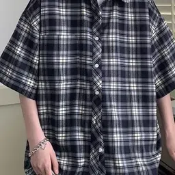 StyleCast x Revolte Checked Cutaway Collar Boxy Shirt image 3