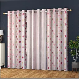 LUZDECOR Pink Set of 3 Geometric Room Darkening Long Door Fashion-picture-22