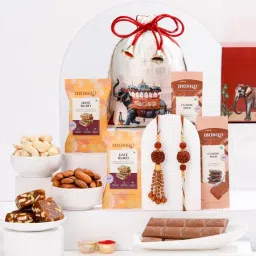 Classic Rudraksha Bhaiya Bhabhi Rakhi Hamper image 1