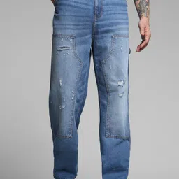 Jack & Jones Men Relaxed Fit Low-Rise Mildly Distressed Light Fade Jeans image 1