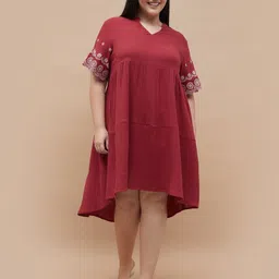 Nexus by Lifestyle Women Embroidered V-Neck A-Line Dress-picture-33