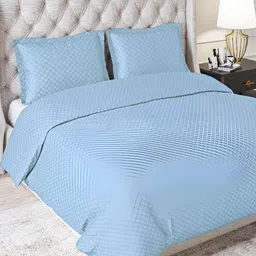 Trance Home Linen Pure Cotton Zippered Check Single Duvet Cover with 2 Pillow Covers 300TC-picture-25