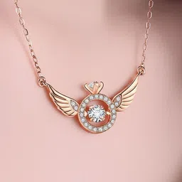 TheVineGirl Women Rose Gold-Plated Cubic Zirconia Alloy Statement Necklace-image-1