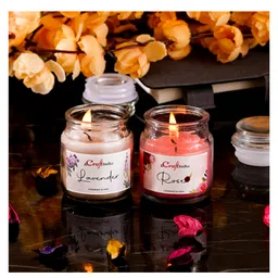 eCraftIndia Set Of 2 Glass Jar Jasmine And Rose Scented Candles-picture-12