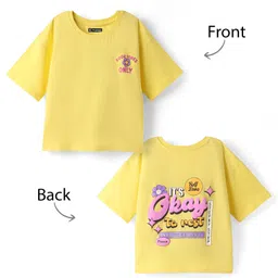 Pine Kids Cotton Knit Half Sleeves Drop Shoulder T-Shirt With Its Ok To Rest Print - Yellow-picture-13