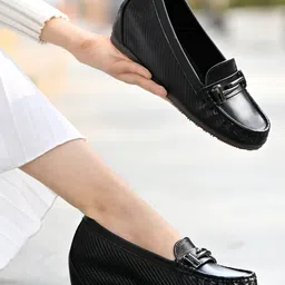 Shoetopia Metal Applique Detailed Loafers - Black-picture-19