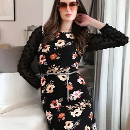 IUGA Floral Print Bodycon Dress image 4