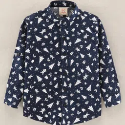Rikidoos Full Sleeves Ginger Bread Man Printed Shirt - Blue image 2