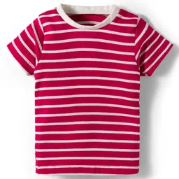Kidi Wav Half Sleeves Striped Coordinating Tee & Joggers Set - Red image 2