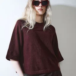 ONLY Women Solid Round Neck with Fuzzy Detail Pullover-image-74