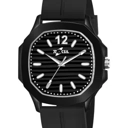 Rocsil Men Brass Embellished Dial & Bracelet Style Straps Analogue Watch NB-25 Chors Bk Bk image 5