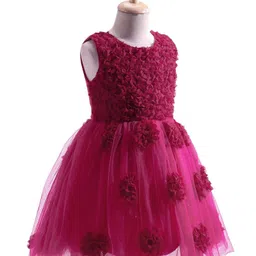 Mark & Mia Woven Sleeveless Party Dress With Floral Applique - Wine image 3