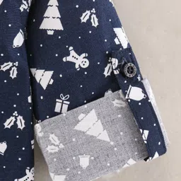 Rikidoos Full Sleeves Ginger Bread Man Printed Shirt - Blue image 4