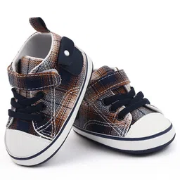 KIDLINGSS Checked Velcro Closure Booties - Navy Blue image 5