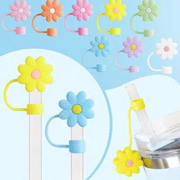 House of Quirk 5PCS Silicone Straw Covers Cap Tumbler Dust-Proof Drinking Straw Caps for Reusable Straws Tips Lids - Multicolour image 5