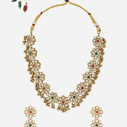 Fida  Gold-Plated Stones-Studded & Beaded Jewellery Set image 3