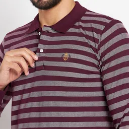 Duke Striped Polo Collar Slim Fit Cotton T-shirt image 2