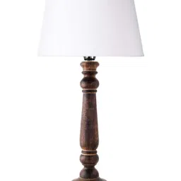 Homesake Antique Black Mabel Wood Table Lamp with White Drum Shade (Bulb Included) - Set of 1 image 3