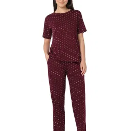 Smarty Pants Wine Regular Fit Polka Dot Pyjama Set image 1