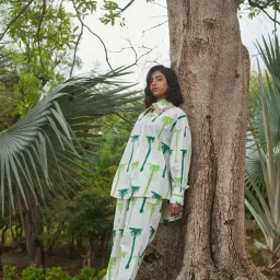 Khajoor Studio White & Green Sundaze Statement Khajoor No.1 Trousers image 1