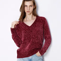 Cover Story Wine Textured Sweater image 1