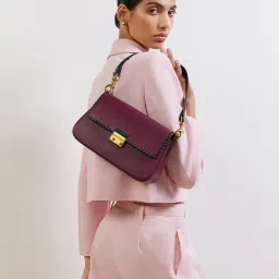 Miraggio Sarah Wine Textured Small Shoulder Bag image 1