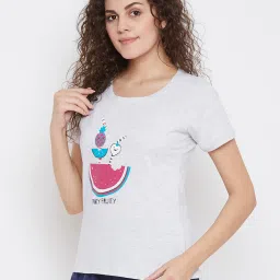 Clovia Grey Printed T-Shirt image 3