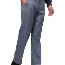 Park Avenue Blue Regular Fit Self Pattern Trousers image 4