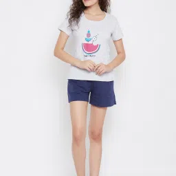 Clovia Grey Printed T-Shirt image 5