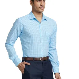Park Avenue Blue Slim Fit Checks Shirt image 4