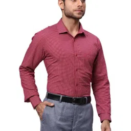 Park Avenue Dark Red Slim Fit Checks Shirt image 4
