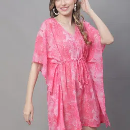 Claura Pink Printed Beachwear Kaftan image 4