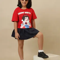 Kidsville Girls Red Disney Princess Printed Relaxed Fit T-Shirt image 4