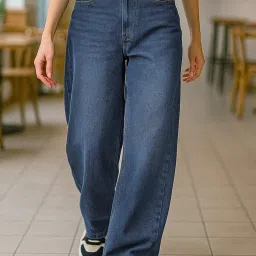 Bewakoof Blue Cotton Straight Fit Jeans image 1