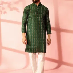 JASHNA Men Striped Kurta with Pyjama-image-60